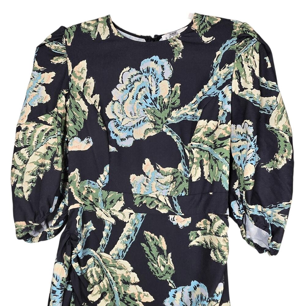 Rhode Pia Dress Womens 4 Multicolor Floral Puff Sleeve Ruched Sheath Mini Tulip - Picture 2 of 11